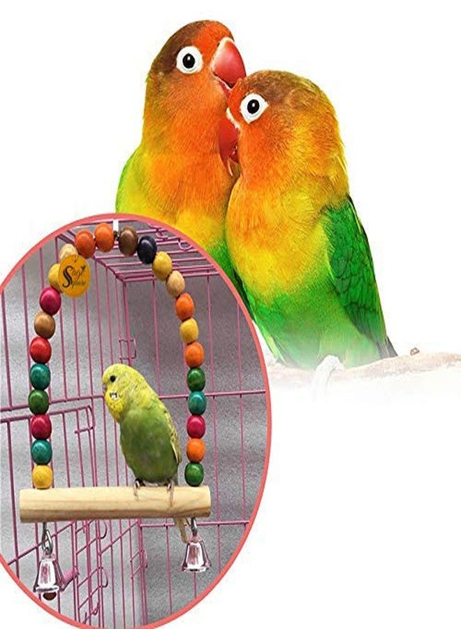 Sage Square Natural Wood Hanging Swing Toy Cage Accessories for Cockatiel, Lovebird, Budgerigar, African Grey, Parrot, Canary, Budgeri Bird (Small, Medium & Large Bird) - Image 4
